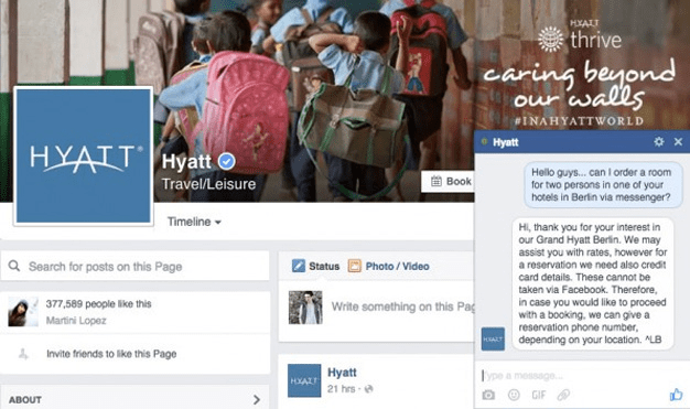 Hyatt facebook messenger