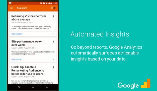 Google ya ofrece informes automáticos en su app de Analytics